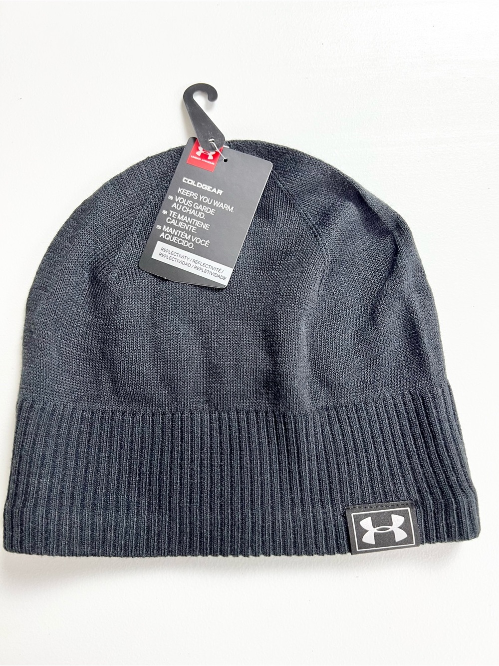 NWT Under Armour Coldgear Reflectivity Black Beanie OSFM